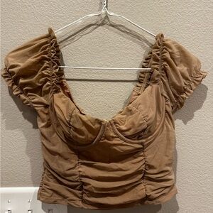 Pitaya Tan Ruffled Crop Top